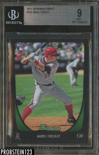 2011 Bowman 101 Mike Trout Angels Rc Rookie Bgs 9