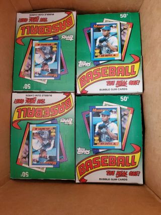 (4) 1990 Topps Baseball Wax Boxes 36 Packs Each Box Frank Thomas Rc