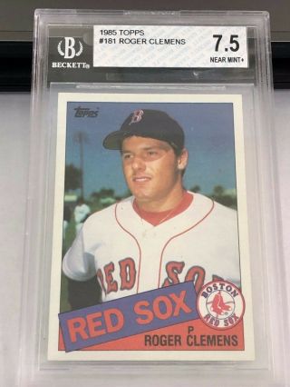 1985 Topps Roger Clemens Rookie Card 181 Bgs 7.  5 Nm,
