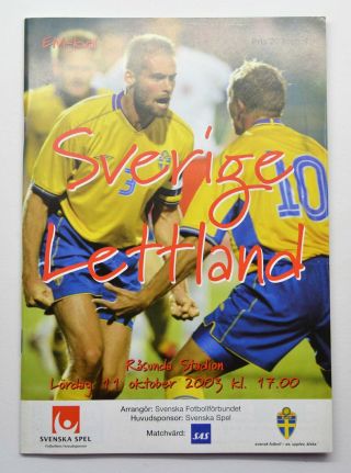 2003 Em - Kval Sweden Vs Latvia Football Programme