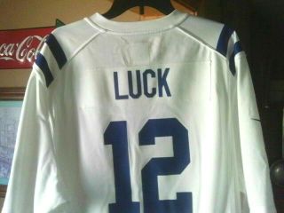 Indianapolis Colts Nfl " On Field " Nike White Jersey (andrew Luck 12) Sz - Xl