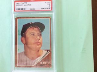 1962 Topps Mickey Mantle York Yankees 200 Psa Graded Baseball Card Vg