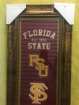 Framed Seminoles FSU Noles 8x32 Embroidered Heritage Banner Pennant 2