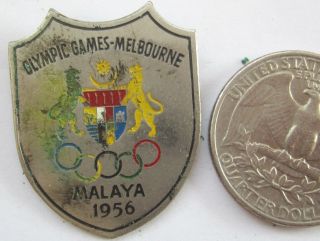 Old Olympic Pin Australia Melbourne 1956 Malaya Malaysia Noc Brass