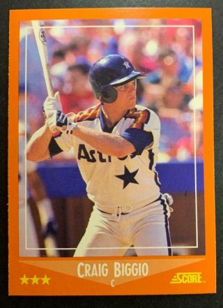 Craig Biggio Astros Rc Rookie 1988 Score Rookie And Traded 103t