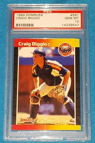 Craig Biggio Rookie Rc 1989 Donruss 561 Psa 10,  Gem