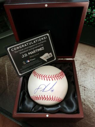 J.  D.  Martinez Autographed Baseball With Wooden Box Fanatics
