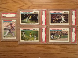 1974 Topps World Series Game 2,  3,  4,  5,  And 7 Psa 8 Nm - Mt