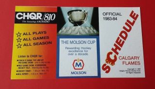 1983/84 Calgary Flames Official Unfolded Pocket Schedule The Molson Cup