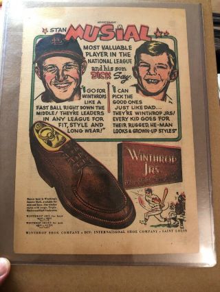 1949 Stan Musial Advertisement Jvm Comic Book Page May 58 St.  Louis Cardinals
