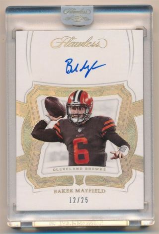 Baker Mayfield 2018 Panini Flawless Rc Rookie Gold Autograph Browns Auto 12/25