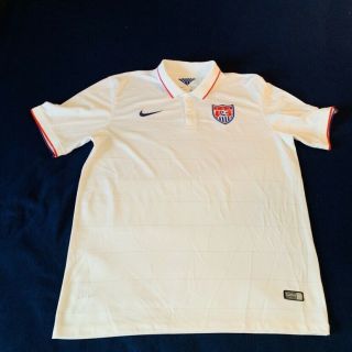 Nike Dri Fit Usa National Team Soccer White Polo Shirt Size X - Large