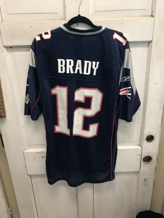 Reebok Nfl Authentic England Patriots 12 Tom Brady Jersey Size Large