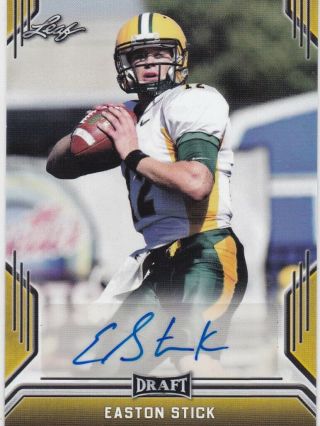 Easton Stick L.  A.  Chargers North Dakota State Bison 2019 Leaf Draft Gold Auto Rc