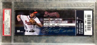 Chipper Jones 400 Home Run Full Ticket Auto Signed Pictured Psa Ex - Mt Awesome