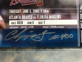 Chipper Jones 400 Home Run Full Ticket Auto Signed Pictured PSA EX - MT Awesome 3