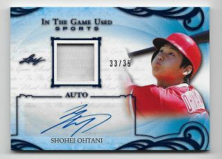 2019 Leaf In The Game Sports Jersey Auto 33/35 Shohei Ohtani La Angels Star