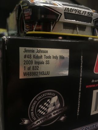 Duel Signed 48 Jimmie Johnson Impala Ss Kobalt Tools Indy Win Raced Version