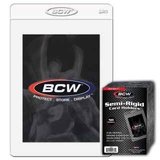 (50) Bcw Semi Rigid Card Holder Saver 1 - Psa Bgs Grading Submission Size -
