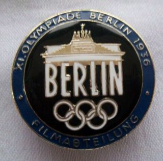 Orig.  Pin Olympic Games Berlin 1936 - Filmabteilung / Film - Blue Rarity