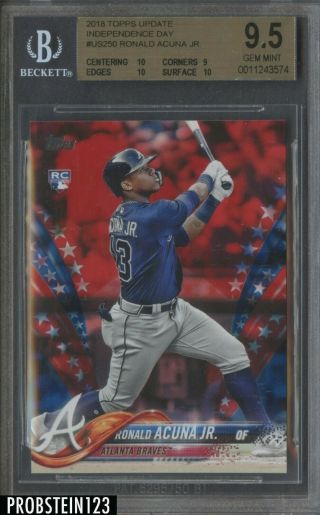 2018 Topps Update Independence Day Us250 Ronald Acuna Jr.  Rc 24/76 Bgs 9.  5