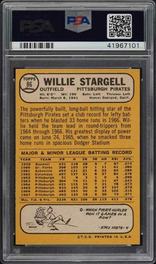 1968 Topps Willie Stargell 86 PSA 10 GEM (PWCC) 2