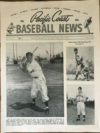 Baseball " Pacific Coast Baseball News " June 25,  1949