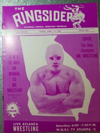 Nwa Georgia Ringsider Wrestling Program 1968 Atlanta Mr Wrestling El Mongol Exc