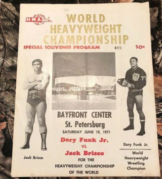 1971 Nwa Wrestling World Championship Program Dory Funk Jr.  Lou Thez Pat Oconner