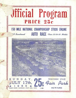 1955 - 7 Racing Program - Wisconsin State Fair Park,  Milwaukee,  Wisconsin