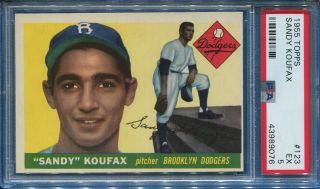 1955 Topps 123 Sandy Koufax Brooklyn Dodgers Rookie Card Psa 5
