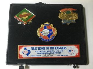 1993 Home Of Texas Rangers Limited Edition 3 - Pin Set Arlington Stadium 219/500