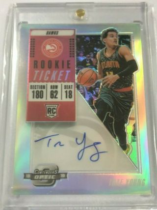 2018 - 19 Panini Contenders Optic Trae Young Rookie Ticket Auto Silver