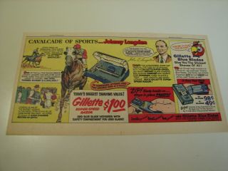 1953 Gillette Ad Featuring Johnny Longden,  Thoroughbred Horse Racing Jockey