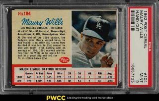 1962 Post Cereal Maury Wills Rookie Rc 104 Psa 9 (pwcc)