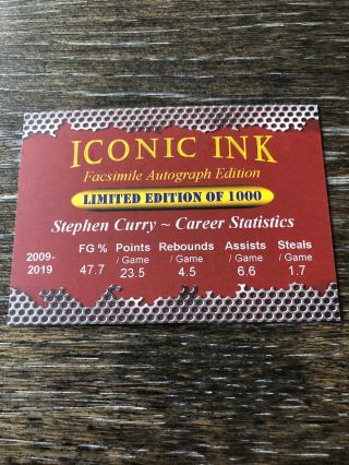 Stephen Steph Curry Iconic Ink Auto Facs  2