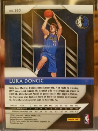 Luka Doncic 2018 19 Prizm Base Rookie Card 2