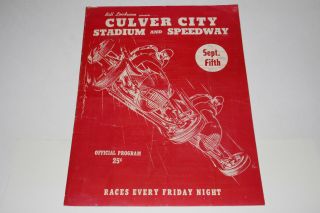 Midget Auto Races Program,  Culver City Speedway,  Sept 5 1947,
