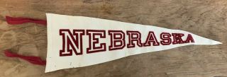 Vintage Nebraska Felt Pennant Flag White Red Cornhuskers State Football