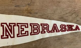 Vintage Nebraska Felt Pennant Flag White Red Cornhuskers State Football 2