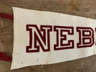 Vintage Nebraska Felt Pennant Flag White Red Cornhuskers State Football 3