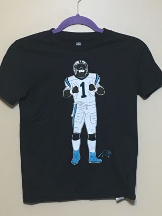 Youth Small Cam Newton Carolina Panthers Nfl T Shirt Black Euc Football Cotton