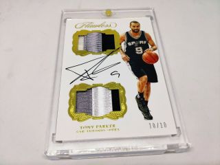 2016 - 17 Flawless Dual Patch Auto Gold Tony Parker D 10/10 1/1 Nasty Patch