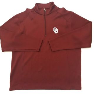 Nike Oklahoma Sooners Mens 1/4 Zip Pullover Cotton Blend Red Size Large.  A2