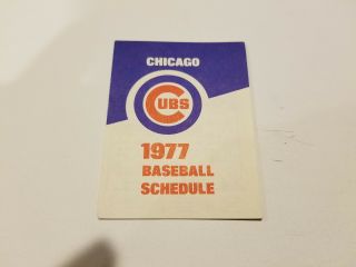 Chicago Cubs 1977 Mlb Baseball Pocket Schedule - Old Style