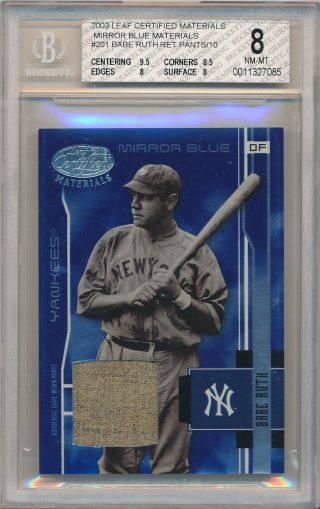 2003 Leaf Certified Materials Mirror Blue 201 Babe Ruth Pants /10 Bgs 8 Z27788