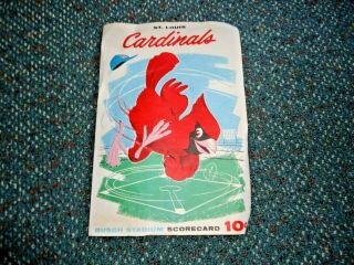 1959 St.  Louis Cardinals Vs Los Angeles Busch Stadium Score Card In Good Shape