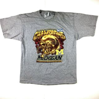 Vtg University Of Michigan Wolverines 1997 Big Ten Champions T - Shirt Nutmeg 2xl