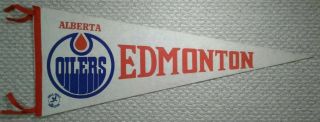 Vintage Edmonton Alberta Oilers Full Size Wha Hockey Pennant Nhl