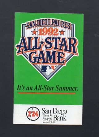1992 San Diego Padres Pocket Schedule